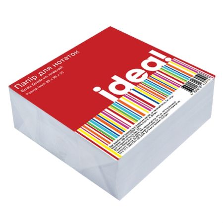 Блок паперу для нотаток 85х85мм 300 арк не клеєний, білий idea!